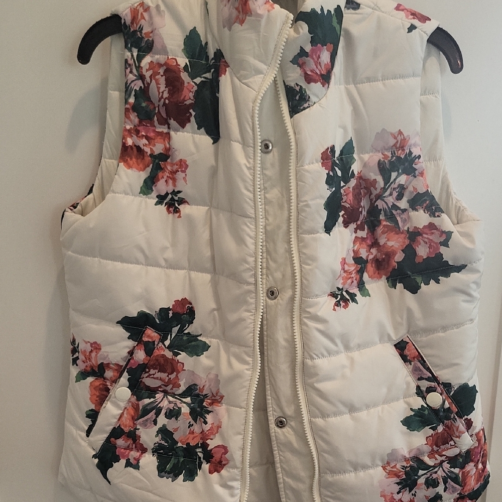 Joules Reversable Off-white/Floral Puffer Vest
